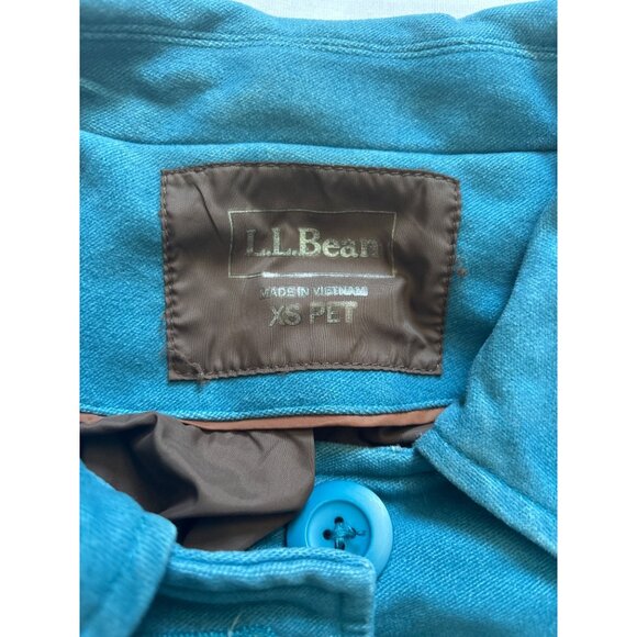 Pre-Loved L.L. Bean Womens XS Petite Teal Button-Up Cotton Jacket With Collar - Picture 2 of 7